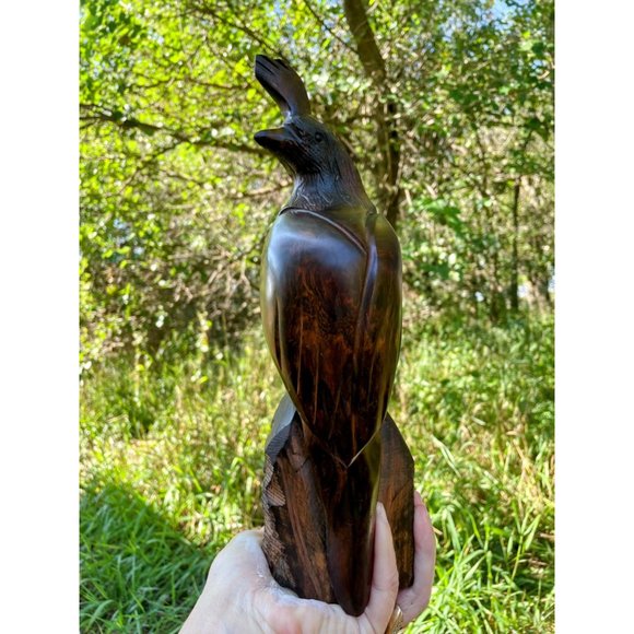 Vintage Heavy Carved Wood Quail Bird Sculpture - Picture 8 of 14